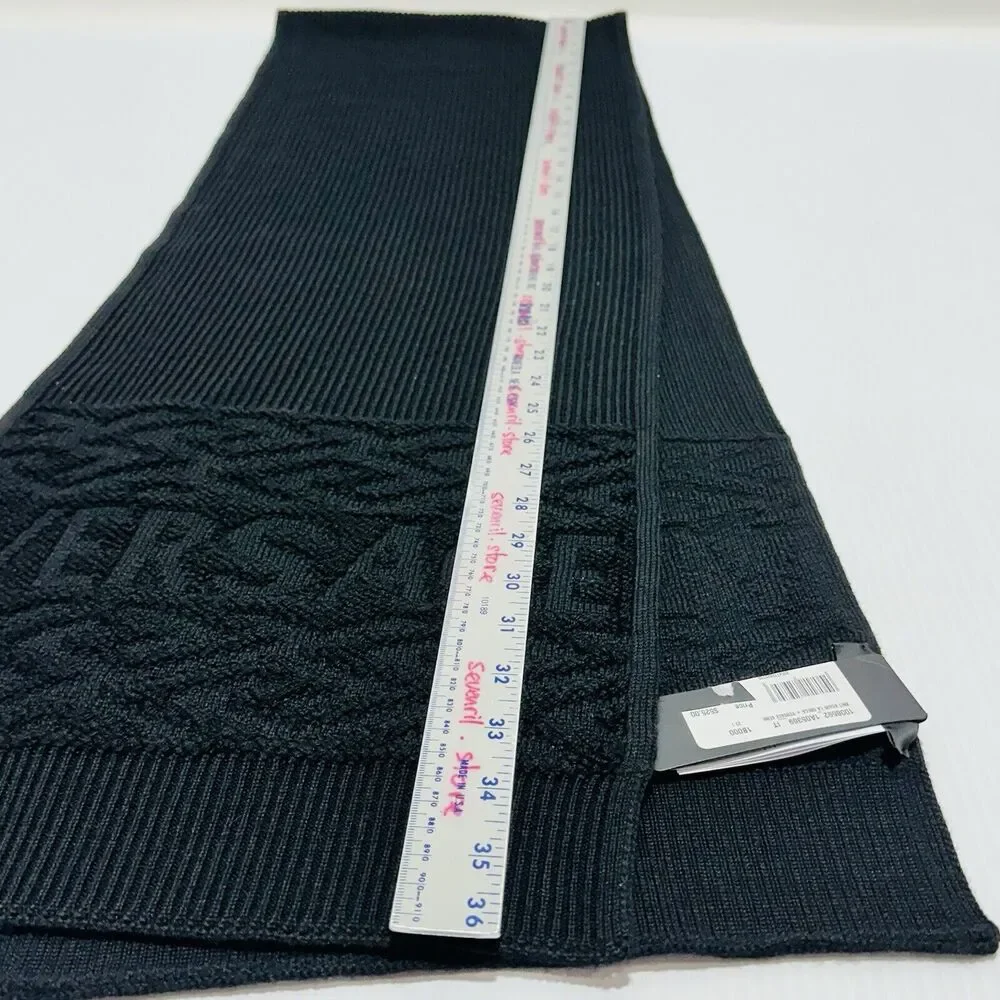 NWT Authentic Versace Greca Wool Black Thick Knit Scarf Shawl Size 72